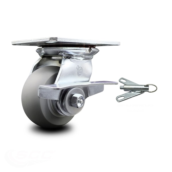 4 Inch Thermoplastic Rubber Caster with Ball Bearing and Brake/Swivel Lock SCC